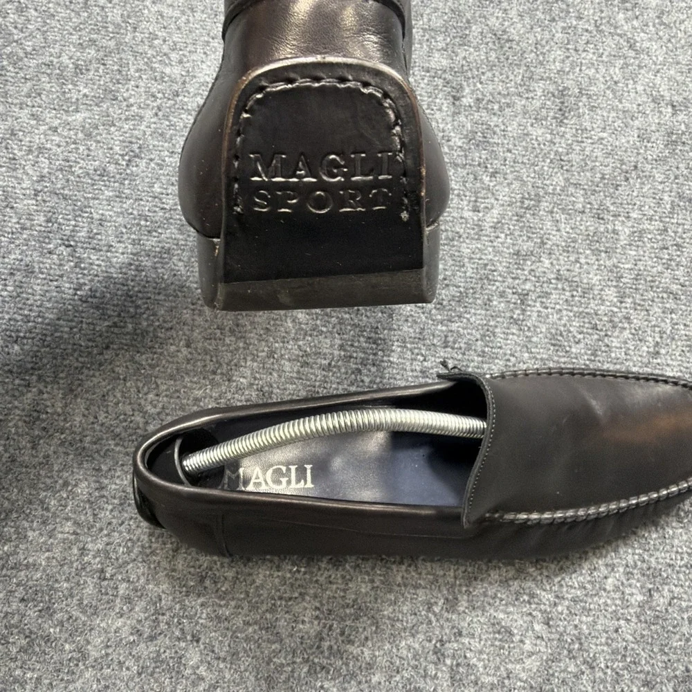 BRUNO MAGLI Men's 10.5 Loafers Black Suede Leather Russel Shoes Made In Italy